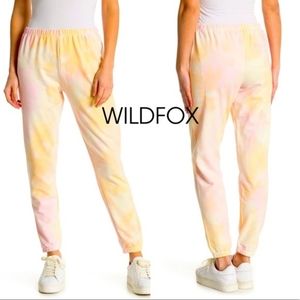NWT Wildfox Knox joggers pink yellow cotton candy M